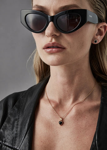 STOLEN GIRLFRIENDS CLUB NECKLACE MINI LOVE CLAW BLACK ONYX JWL23-LC-40-18YGP