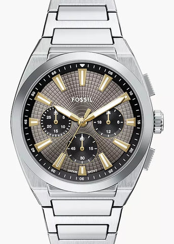 FOSSIL EVERETT CHRONOGRAPH PATTERN DIAL STAINLESS BRACELET FS6128