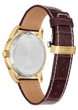CITIZEN GENTS ECO-DRIVE CALENDRIER DIAL GOLD BROWN LEATHER BU0082-06P