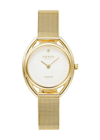 OBAKU JUVEL-GOLD MESH BRACELET DIAMOND PATTERN DIAL V286LXGIMG