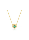 GEORGINI MILESTONE EMERALD NANO HALO PENDANT NECKLACE GOLD IP1164GR
