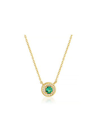 GEORGINI MILESTONE EMERALD NANO HALO PENDANT NECKLACE GOLD IP1164GR