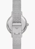 EMPORIO ARMANI CLEO CRYSTAL SET SILVER DIAL STAINLESS MESH AR11584
