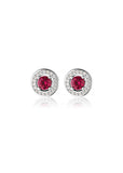 GEORGINI MILESTONE RUBY HALO STUD EARRINGS SILVER IE1164R