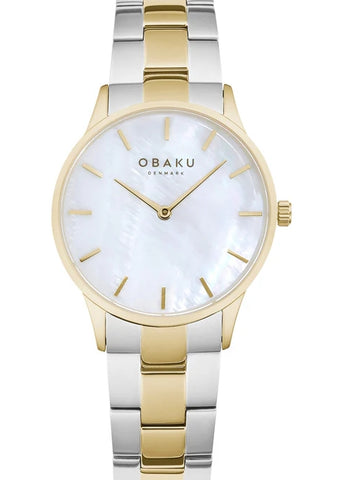 OBAKU LYNG LILLIE-ALABASTER MOTHER OF PEARL DIAL TWO-TONE V247LXGWSF