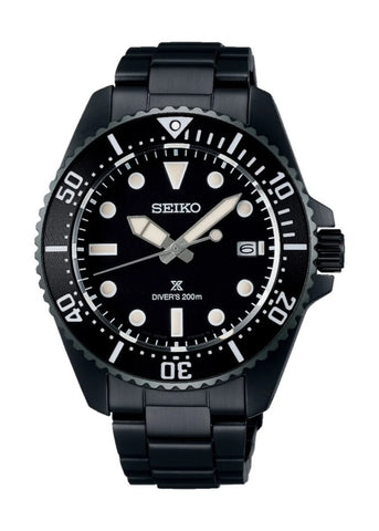 SEIKO PROSPEX SOLAR DIVERS BLACK DIAL BLACK BRACELET SNE599P