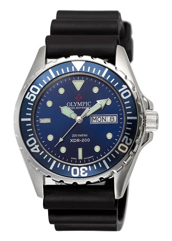 OLYMPIC GENTS DIVERS STAINLESS STEEL CASE BLACK BAND 28745
