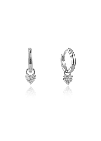 GEORGINI SWEETHEART SPARKLY HEART MINI DROP HOOP EARRINGS IE1141W