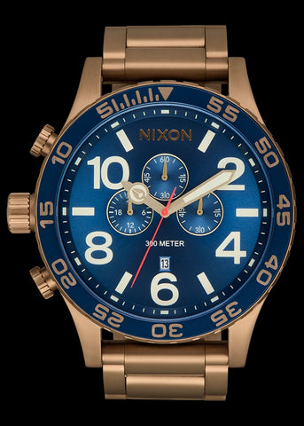 NIXON 51-30 CHRONO DESERT GOLD AGED BRONZE / ARLES BLUE A1389 5301-00