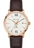 BULOVA GENTS CLASSIC HUDSON AUTOMATIC SILVER DIAL LEATHER 97B225
