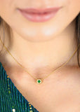 GEORGINI MILESTONE EMERALD NANO HALO PENDANT NECKLACE GOLD IP1164GR