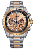 CITIZEN QUARTZ CHRONOGRAPH ROSE GOLD DIAL TWO-TONE BRACELET AN8204-59X