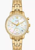 FOSSIL NEUTRA CHRONOGRAPH CRYSTAL SET GOLD CASE & BRACELET ES5358