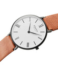 OBAKU FOLIE-TAWNY TAN LEATHER BLACK CASE WHITE DIAL V283GXBWRZ-DIB