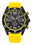 CITIZEN GENTS ECO-DRIVE CHRONOGRAPH YELLOW RUBBER STRAP AT2585-08E