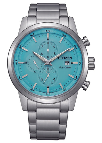 CITIZEN ECO-DRIVE CHRONOGRAPH BLUE DIAL STAINLESS STEEL CA0748-80L