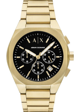 ARMANI EXCHANGE SYNC BLACK DIAL YELLOW GOLD BRACELET AX4180