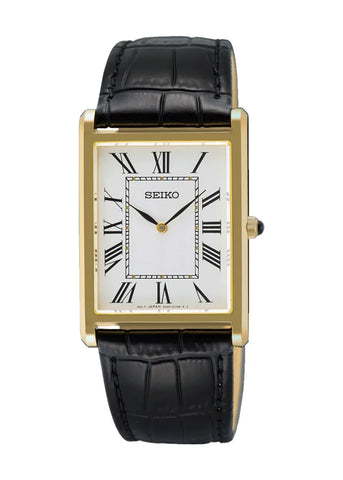 SEIKO CONCEPTUAL RECTANGULAR SHAPE BLACK LEATHER BAND SWR104P