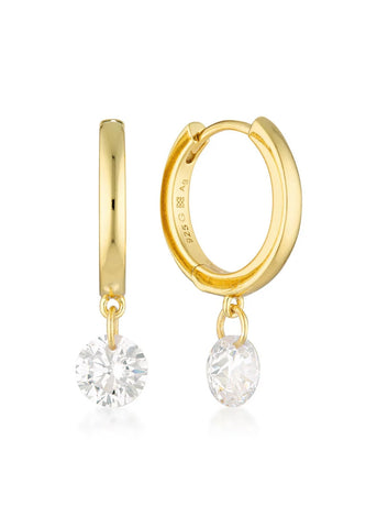 GEORGINI MIRAGE ALICE WHITE CZ DROPLET EARRINGS GOLD IE1166G