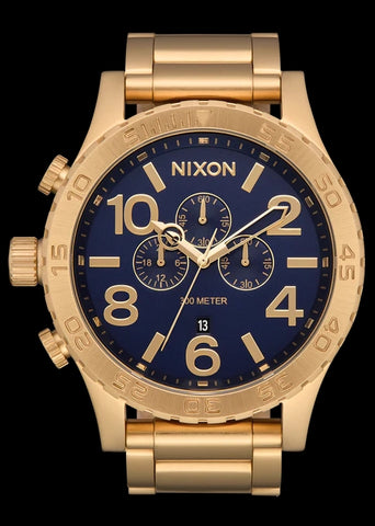 NIXON 51-30 CHRONO GOLD / BLUE DIAL A1389 3334-00