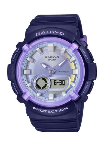 CASIO BABY-G ANALOGUE / DIGITAL METALLIC DIAL PURPLE RESIN BGA280DR-2A