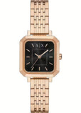 ARMANI EXCHANGE LEILA SQUARE BLACK DIAL ROSE GOLD BRACELET AX5729