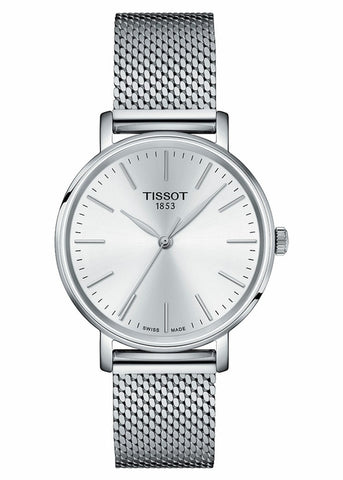 TISSOT SWISS LADIES EVERYTIME SILVER DIAL SILVER MESH BAND T143-210-11-011-00