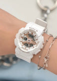 CASIO BABY-G ANALOGUE / DIGITAL ROSE ACCENT DIAL WHITE RESIN BA110XRG-7A
