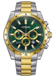 CITIZEN QUARTZ CHRONOGRAPH GREEN DIAL TWO-TONE BRACELET AN8234-58X