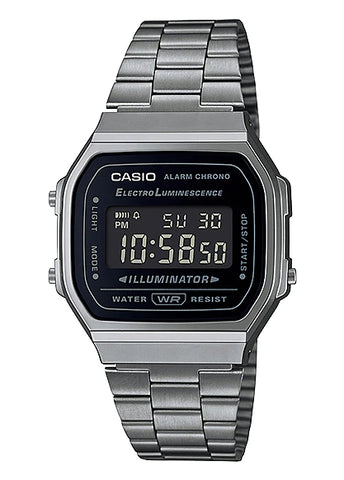 CASIO GENTS VINTAGE DIGITAL GUNMETAL GREY A168WGG-1B