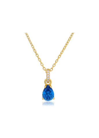 GEORGINI WISTERIA PENDANT BLUE TOPAZ CZ GOLD NECKLACE IP1216GB