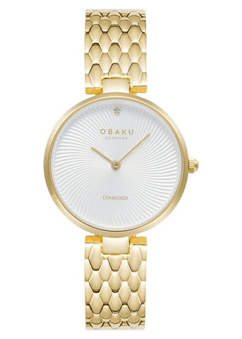 OBAKU DIAMANT-CIDER GOLD BRACELET DIAMOND PATTERN DIAL V256LXGISG