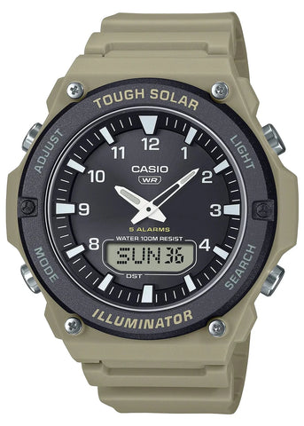 CASIO ANALOGUE / DIGITAL TOUGH SOLAR ILLUMINATOR LIGHT BEIGE AQS820W-5A