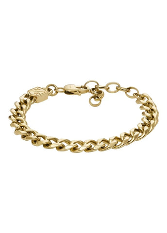 FOSSIL JEWELLERY ELLIS CORE FLAT CURB GOLD BRACELET JF04616710