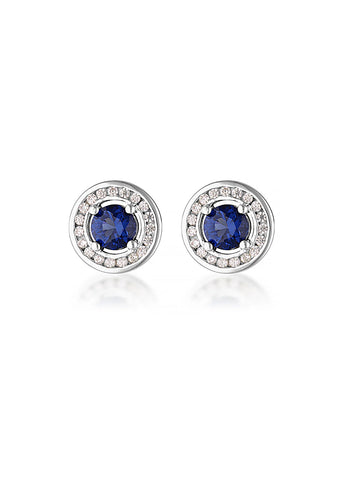 GEORGINI MILESTONE BLUE NANO HALO STUD EARRINGS SILVER IE1164B