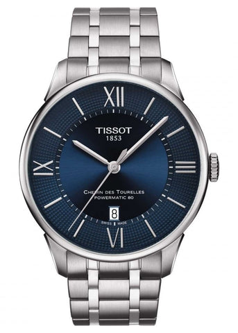 TISSOT SWISS CHEMIN DES TOURELLES POWERMATIC 80 BLUE DIAL T139-407-11-048-00