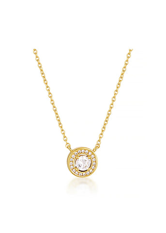 GEORGINI MILESTONE CZ HALO PENDANT GOLD NECKLACE IP1164G