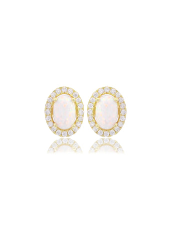 GEORGINI OPAL GLOW CREATED OPAL CZ GOLD STUD EARRINGS IE1184G