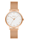 OBAKU BRINK LILLE-ROSE GOLD MESH BRACELET WHITE DIAL V248LXVIMV