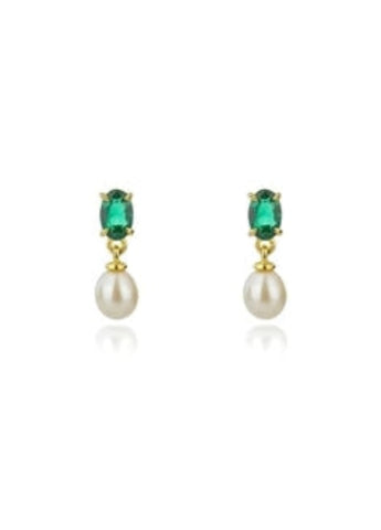 GEORGINI OCEANS WHITSUNDAYS FRESHWATER PEARL GREEN EARRINGS IE1107GG