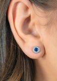 GEORGINI MILESTONE BLUE NANO HALO STUD EARRINGS SILVER IE1164B
