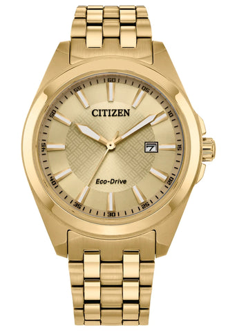 CITIZEN GENTS ECO-DRIVE CHAMPAGNE DIAL GOLD BRACELET BM7532-54P