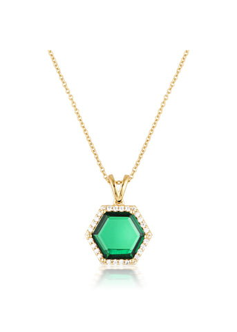 GEORGINI HEXAGON GREEN GOLD NECKLACE IP863G