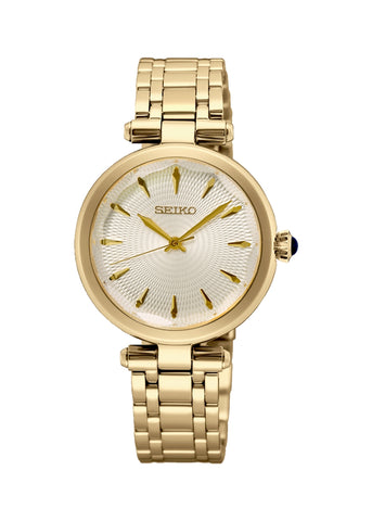 SEIKO CONCEPTUAL LADIES FACETED GLASS CHAMPAGNE DIAL GOLD SRZ554P