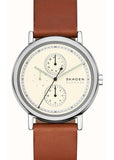 SKAGEN SIGNATUR CREAM DIAL MEDIUM BROWN LEATHER BAND SKW6942
