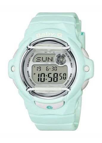 CASIO BABY-G DIGITAL WHITE DIAL MINT GREEN RESIN BAND BG169U-3D