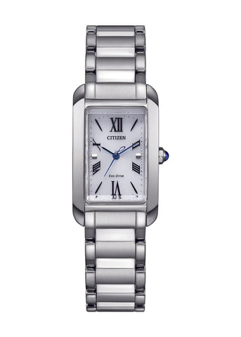 CITIZEN LADIES ECO-DRIVE RECTANGULAR CASE STAINLESS STEEL EW5620-55A