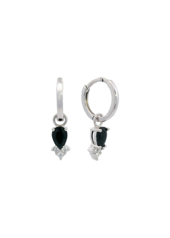 GEORGINI MIDNIGHT VELVET ASTERIA HOOP EARRINGS BLACK AND SIL IE1224WB