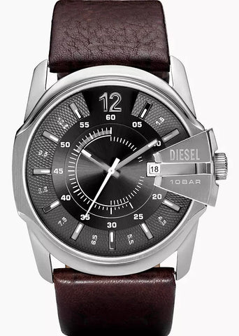 DIESEL MASTER CHIEF GREY DIAL BROWN LEATHER BAND DZ1206