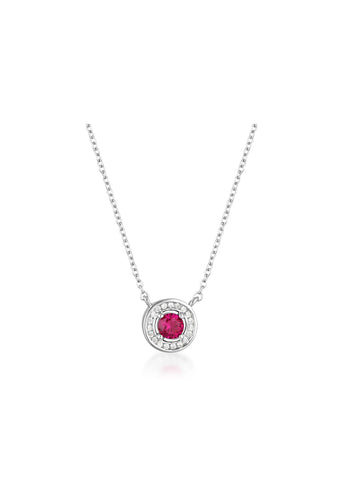 GEORGINI MILESTONE RUBY HALO PENDANT SILVER NECKLACE IP1164R